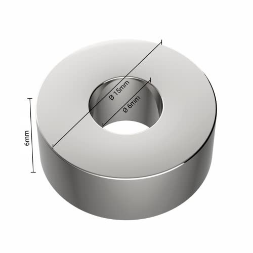 Imanes de neodimio avellanados de 15x6 mm con fuerza de 5 kg para pizarras y talleres MTS Magnete 4