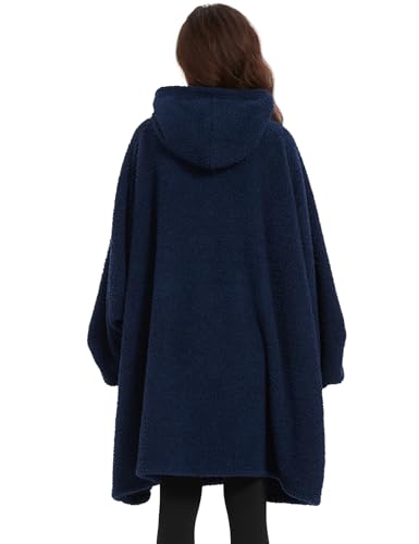 Image of KFUBUO Sherpa Wearable Blanket Hoodie Adult Oversized Sweatshirt Blanket Gifts for Women