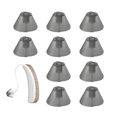 10 PCS Hearing Aid Domes Silicone Ear Tips Universal Fit Replacement Ear Standard Receiver Tulip Domes Split Ear Rub Piece Comfortable Hearing Amplifier Kit Perfect for Open Air (Open fit Dark Gray