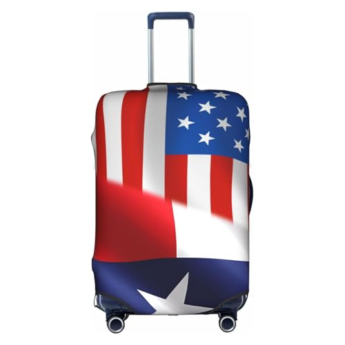 Travel Luggage Cover America Flag And Texas Flag Fashion Washable Baggage Suitcase Protector Fit For Luggage Medium