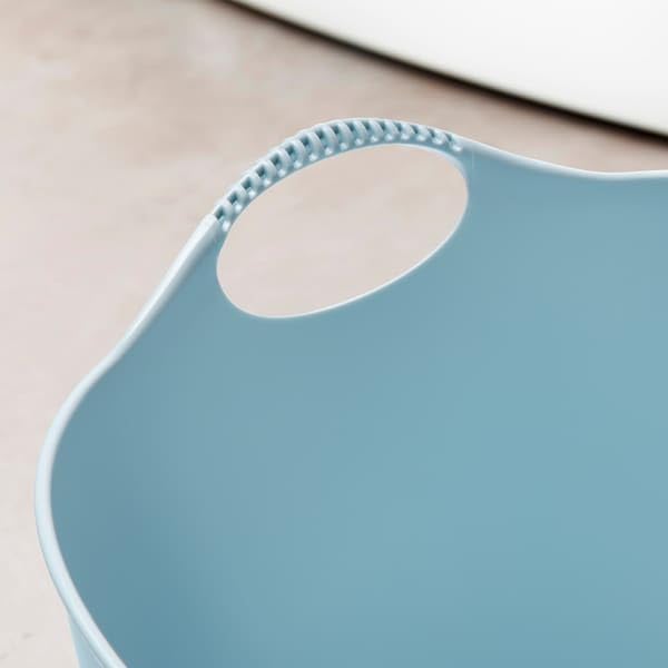 TORKIS Flexible Laundry Basket, 9 Gallon – Pale Blue Plastic Hamper for Indoor/Outdoor Use, Lightweight & Durable Storage Bin