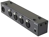Drei LED-Status zeigen die Hauptstromversorgung, die isolierte Stromversorgung und die DMX-Aktivität an. On-Board 120 Ohm Terminierung am Eingang und an allen Ausgängen.