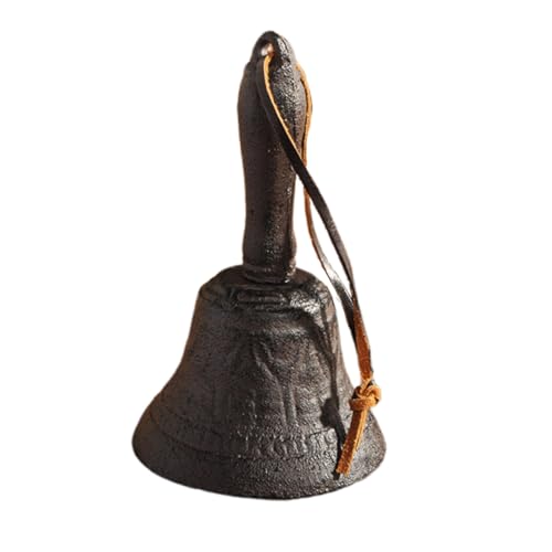 ARTSEWPLY Campana de Mano Retro de Hierro Fundido Vintage Campana Rústica Creativa para Colgar Pequeña Campanilla Manual para Navidad Bodas y Decoración Artesanal