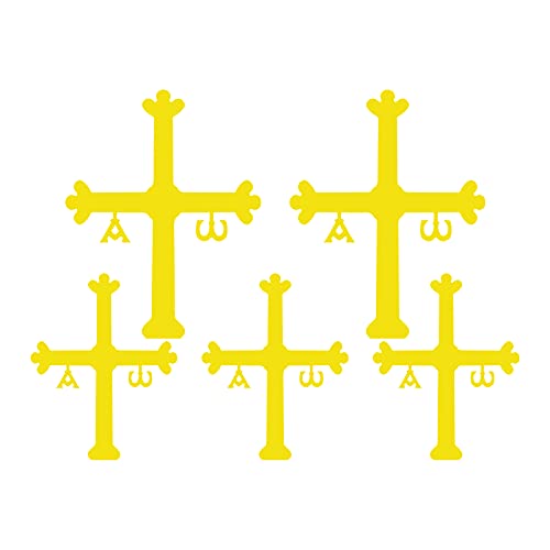 5 x Croix Victoria Asturias Vinyle Adhésif Autocollant Voiture Moto ASTURIANA Decal (Jaune feu) Cover