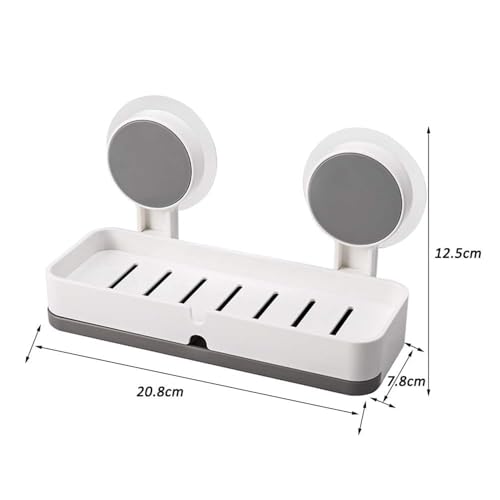 Image of 2 Pcs Twin Soap Dish Wall Mounted, BUYERZONE Double Layer Soap Holder for Bathroom, Self Adhesive Soap Stand with Drain Tray, Plastic Soap Case for Kitchen & Wash Basin Organizer (2, White)