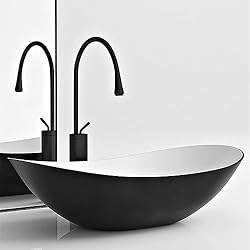 Fregadero Negro Encimera Blanca Elksdut Fregadero de baño de cerámica en blanco y negro, lavabo de porcelana sobre encimera de 16.14´´ x 11´´ con grifo negro y combinación de desagüe desplegable, lavabo moderno sobre encimera, lavab