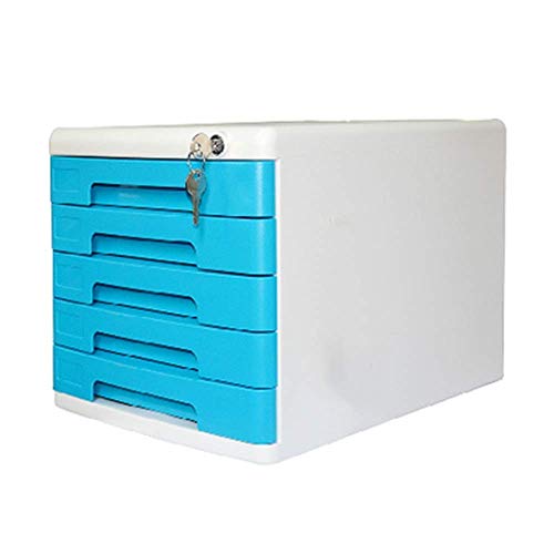 Preisvergleich Produktbild Aktenschränke, Aktenschubladenschrank 5-Schicht-Desktop-File Cabinet Multifunktionsschloss Schublade Kleiner Schrank-Speicher-Schrank (Farbe: Blau, Größe: 36.1x27.1x26cm) Home Office Möbel WKY