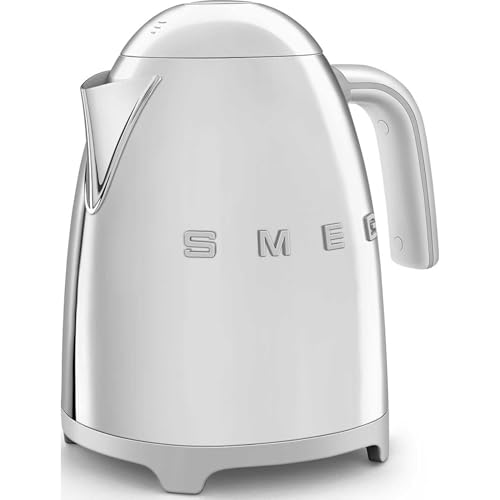 Smeg KLF03SSUK Retro 50's Style Kettle, 1.7 Litre, Soft Opening, Fast Boil, Stainless Steel