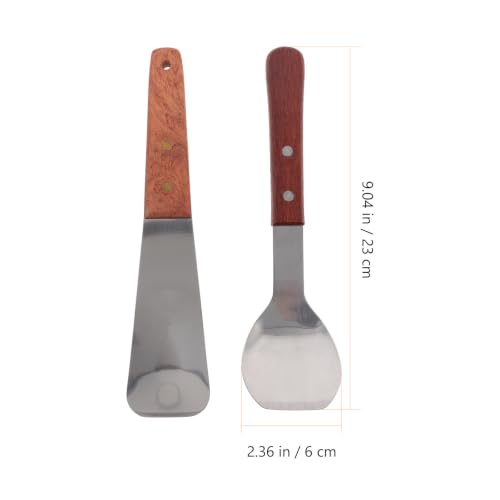 Cucharas para helado resistentes que no se doblan juego de 2 palas de acero y madera para fruta 3