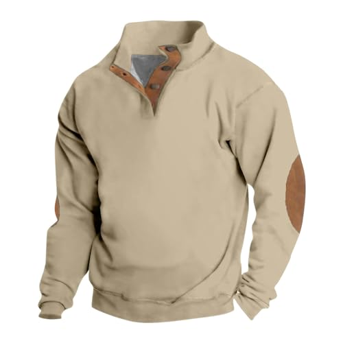 Men's Corduroy Sweatshirts Long Sleeve Casual Button Down Pullover Henley Shirts, M- 5XL