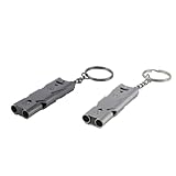 Fasizi 2 Stück Notfallpfeife aus Edelstahl, Survival-Signalpfeife für den Außenbereich, wasserdicht, hohe Dezibelstärke für Rettung und Alarmierung in Notsituationen