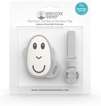 Matchstick Monkey, Antimicrobial Teething Starter Set - 1 Flat Face Teether, 1 Animal Teether, 2 Silicone Finger Toothbrushes, 3 Months Old+, Gigi Giraffe
