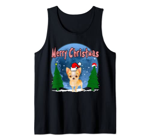 Chihuahua Dog Santa Hat Christmas Funny Xmas Dogs Lovers Camiseta sin Mangas