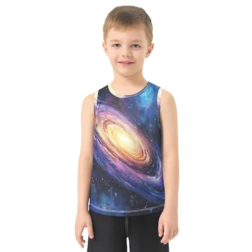 Boys Tank Top Shirts Galaxy Watercolor Sleeveless T-Shirts Crew Neck for Kids Clothing Children2