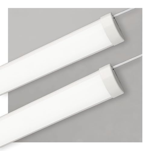 Sundertech 4FT LED Batten Light [Pack of 2], 32W 3550LM Energy Saving 6500K Daylight, Low Profile Surface Mount Light, for Garage, Workshop, Cellar, Basement