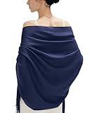 maamgic Women's Scarf Pashmina Shawls and Wraps for Evening Dresses Travel Office Winter Wedding Cashmere Feel Large Scarves Navy
