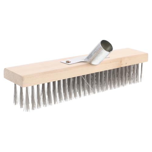 Mipcase Stainless Steel Wire Floor Scrub Brush Head 30cm Industrial Scrub Broom for Kitchen Bathroom Tile and Concrete Floor Cleaning with Connector (no Handle)