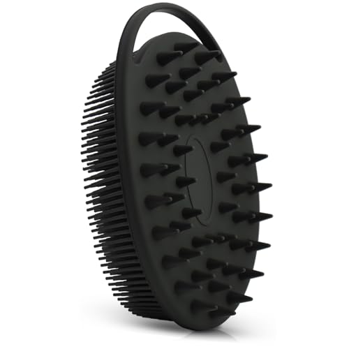 WETANG Upgrade Silicone Body Scrubber and Hair Shampoo Brush All in One Premium Silicone Loofah Exfoliating Body Brush Shower Scrubber for Body Scalp Massager for Women Men Pet