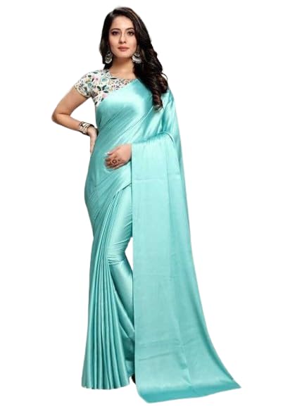 Arpita Fashion Solid/Plain Bollywood Satin Saree (Dark Blue)-picture-21
