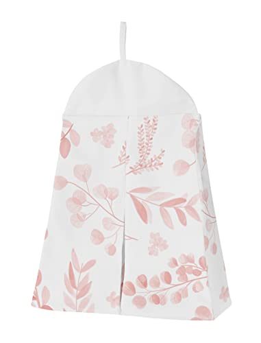 Image of Sweet Jojo Designs Blush Pink and White Floral Leaf Baby Girl Nursery Crib Bedding Set Boho Chic Bohemian Watercolor Botanical Flower Woodland Tropical Garden Leaves Pastel Light Pink Nature Bloom 4pc