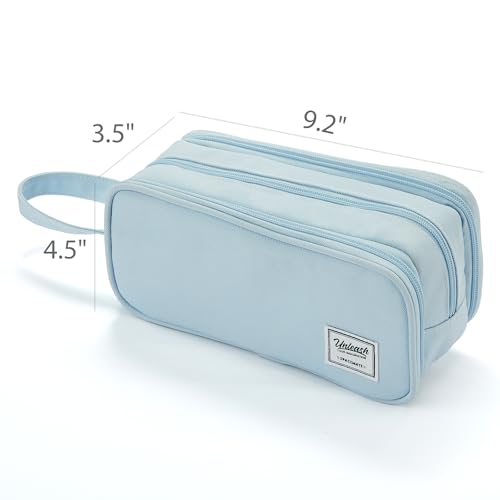 Image of SPACEMATE Pencil Case Pouch Box Bag School Supplies Girls Boys Kids, Cute Preppy Stuff Big Capacity Aesthetic Pen Organizer, Back to College Stationary, Powder Blue, Extra Large Style, 2300ml