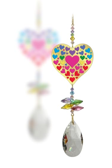 Crystal Wonders Romantic Gold Brass & Crystal Glass Hanging Large Sun-catcher Rainbow Maker Mobile Embellished with Swarovski Crystals