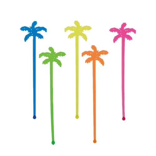 50 palitos de árbol de coco, agitador de bebidas de café, palitos de cóctel de plástico, agitadores de bebidas de jugo de colores mixtos para el hogar, fiesta, bar