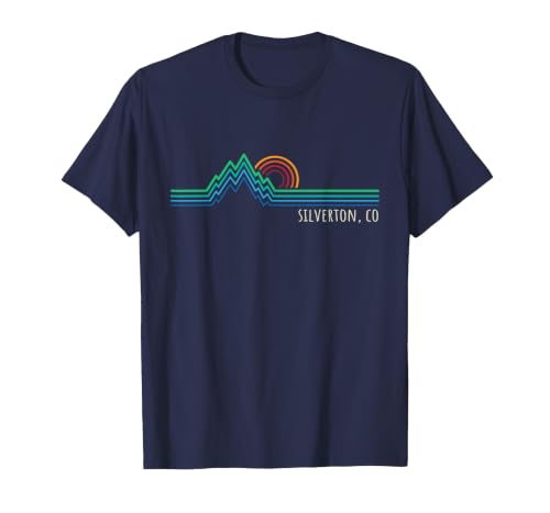 Silverton Colorado USA Retro Style Mountain Design T-Shirt, Men, Navy Blue, 3X-Large