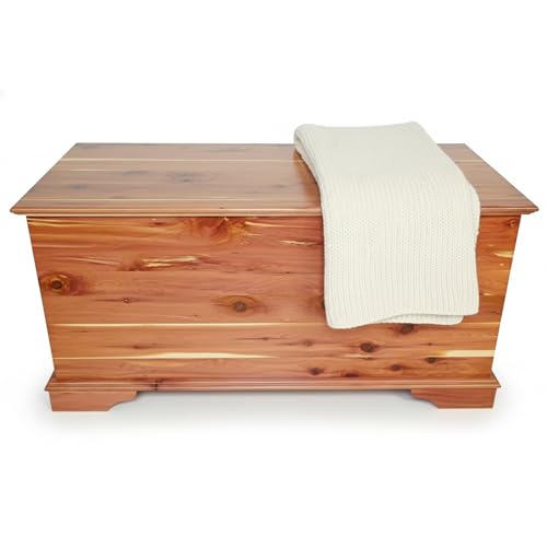 DutchCrafters Rustic Solid Wood Natural Wooden Cedar Chest Aromatic Cedar Scent - Linen Blanket Storage Chest Clothes Storage Trunk End of Bed Storage Bench - Amish Made in USA (36 Width)