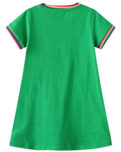 Toddler Girls Cotton Embroidery Applique Short Sleeve Dresses 2-7Y2