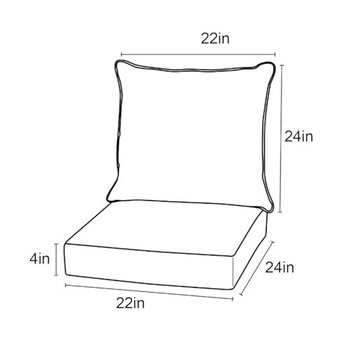 Rilyson Patio Cushions for Outdoor Furniture - High Back and Deep Seating Outdoor Cushion for Patio Chairs Sofa Couch Loveseat Water Resistant(Beige/2 Set/Button)