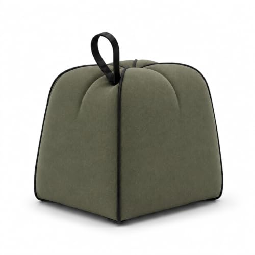 Image of CASASTYLE Signature Velure Suri Accent Pouf | Boston Fabric | 40D High-Density Foam | (Sage Olive Green) | Footrest, Vanity Ottoman & Accent Seat for Home, Office & Hotel