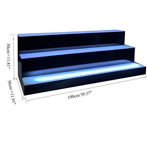 YILIKISS 39 Inch 3 Step LED Lighted Liquor Bottle Display Illuminated Bottle Shelf Home Commercial Bar Shelf Light Changing Shelves with Remote Control,Multiple Colors LED Bar Shelves for Liquor