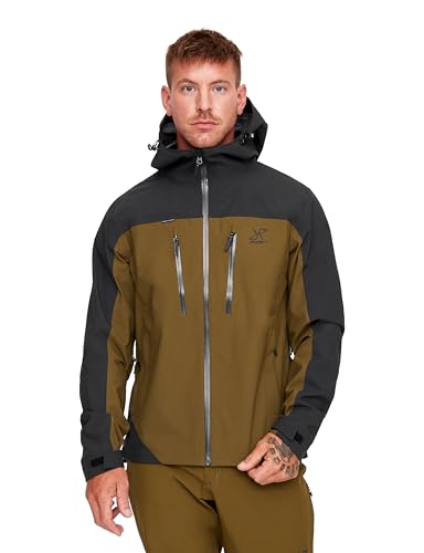 RevolutionRace Silence Proshell 3L Jacket, Herrenjacke, belüftete und wasserdichte Jacke für Wanderungen und andere Outdoor-Aktivitäten, Dark Olive/Moonless Night 3.0, XL