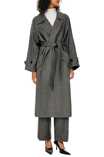 Orolay Women's Wool Blend Long Coat Classic Lapel Oversized Pea