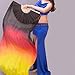 SNOWAQUA Belly Dance Faux Silk Veil Fans, 1 Pair (Left+Right) Faux Silk Bamboo Long Fans Veils, Handmade Belly Dance Dancing Silk Fans, Dance Performance (Style10, 35.4 * 70.8'')