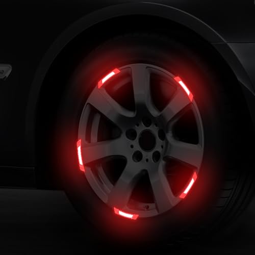 Image of 20PCS Strong Reflective Car Wheel Hub Stickers for Cars Helmet Night Safety Warning Reflective Stripe Decals Auto Truck Motorcycle Bicycle Wheels Rim Reflective Stickers (Red)