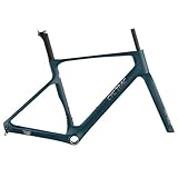 HIMALO 700C Carbon Fibre Road Bike Frameset 43/46/48/51/54cm Lightweight Disc Brake Frame Thru Axle 12 * 100/12 * 142mm Wind Breaking Racing Bike Frame Blue(48cm)