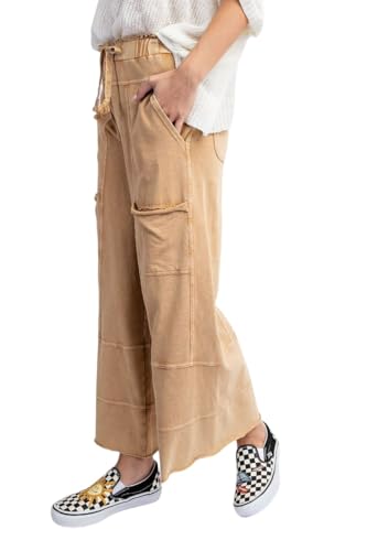 Easel Lazy Days Mineral Washed Wide Leg Pants4