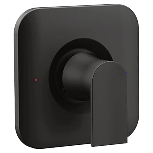 Kit de molduras de ducha de baño de latón con mango de palanca, control de temperatura, cubierta de válvula de construcción de metal para serie 2510, 2520, 2570, 2580, 2590, moderno (es negro)