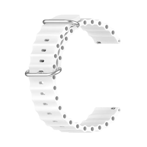 Image of 20mm Ocean Soft Silicone Strap For Fastrack Reflex Beat Plus, Amazfit GTS 2 Mini, Amazfit Bip,Bip U,Pro,Lite, Bip S, Amazfit GTS, 2,2e, Amazfit GTR-White
