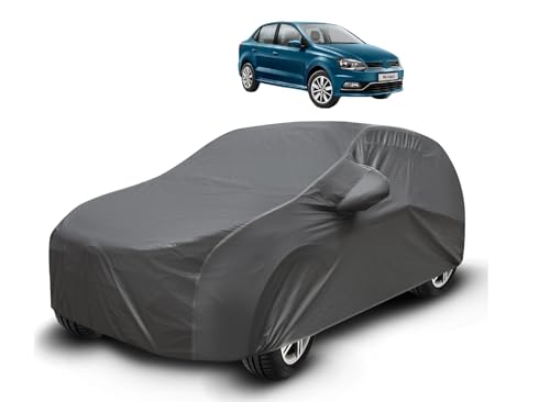 Image of Auto Hub Waterproof Car Cover Compatible with Ameo with Mirror Pockets, Soft Cotton Lining, Ameo Car Cover Waterproof, Grey