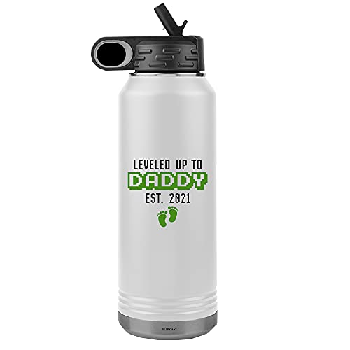Gaming Leveled Up To Daddy Level Unlocked Dad Video Game Tumbler 32oz Water Bottle White