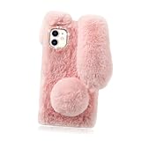 Tofficu Funda de Felpa para Mini Carcasa con Orejas de Conejo de Peluche Protección Cálida y Ligera Diseño Exclusivo y Cómodo para Diario