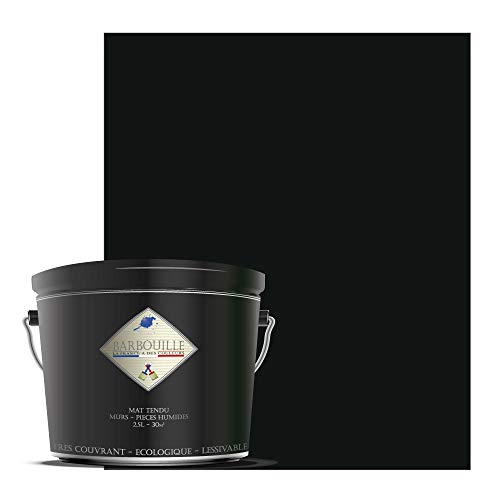 Peinture lessivable acrylique mat – murs et plafonds - 2,5 ltr Gris & Noir - Maléficio