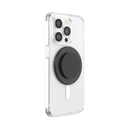 Image of PopSockets PopGrip for MagSafe, Magnetic Phone Grip & Stand, Swappable Top, Secure Grip for iPhone MagSafe Cases, Kickstand for Hands-Free Viewing, Wireless Charging Compatible - Carbonite Weave