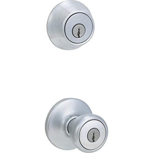 Porte d'entrée sécurisée avec le pêne Kwikset à cylindre unique chrome