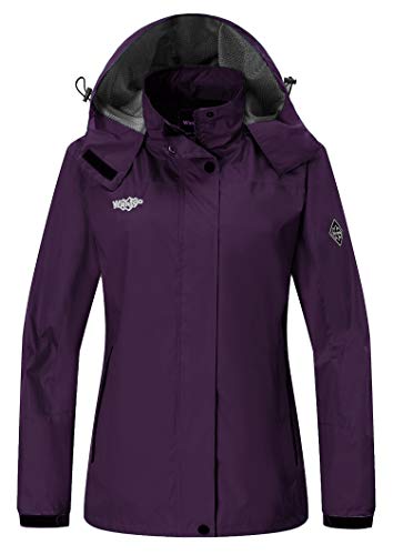 wantdo Women's Breathable Hiking Rain Jacket Lightweight Windproof Raincoat