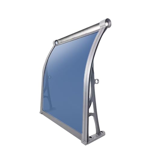 Auvent de porte d'entrée incurvé blanc 50x100 cm avec sa plaque alvéolée robuste