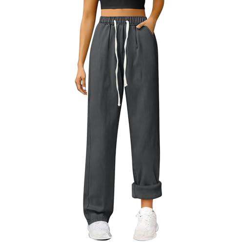 Jean large pour femme pantalon décontracté doublé hiver coupe droite chaud